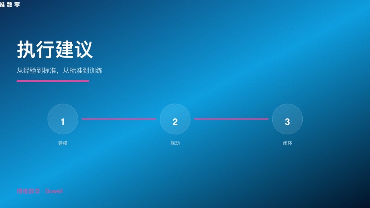 执行建议 · 从经验到标准，从标准到训练